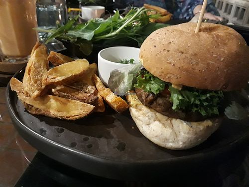 Khao soi burger at Downtown - Vegan Garden Restaurant in Chiang Mai