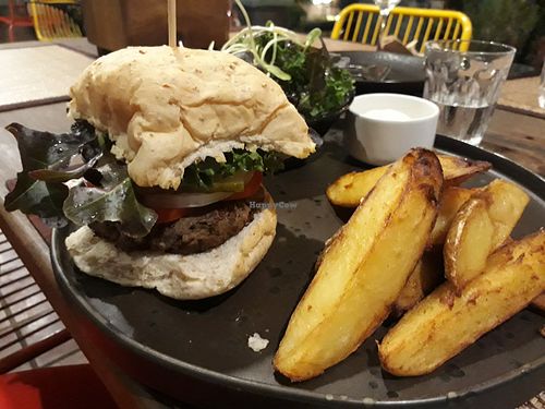 Khao soi burger at Downtown - Vegan Garden Restaurant in Chiang Mai