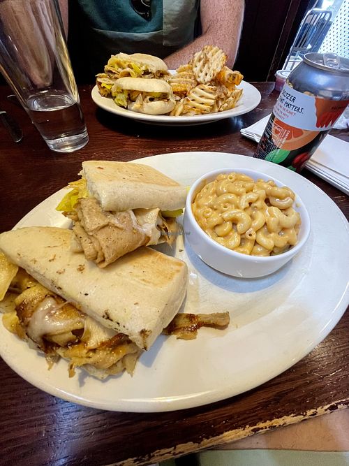 The Cuban sandwich + Mac & teese. at The Chicago Diner - Lakeview in Chicago