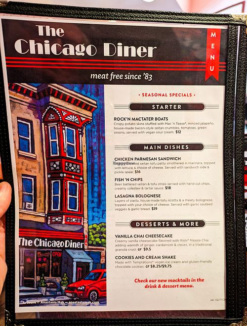 Menu page at The Chicago Diner - Lakeview at The Chicago Diner - Lakeview in Chicago