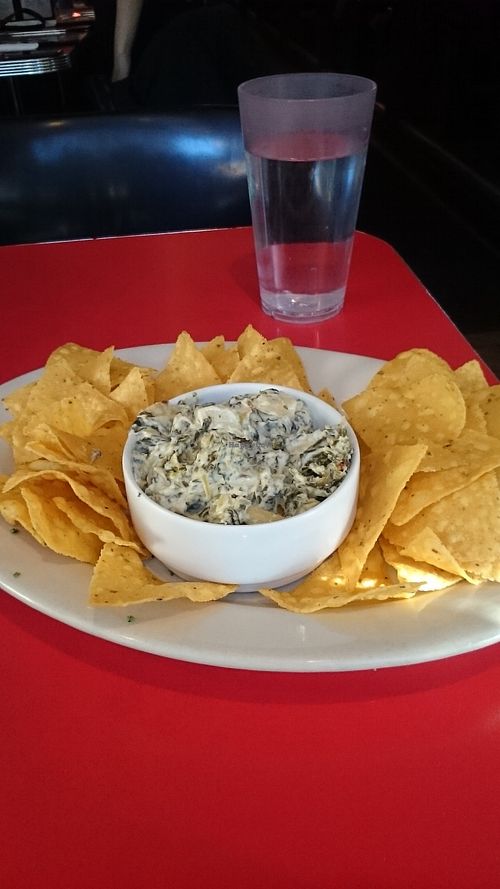 Spinich & artichoke dip, gf version.  at The Chicago Diner - Lakeview in Chicago