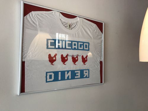 Chicago flag t-shirt at The Chicago Diner - Lakeview in Chicago