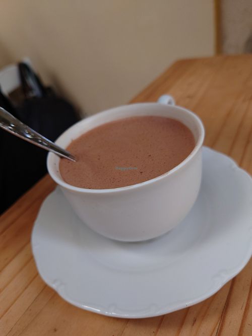 Mochaccino with almond milk at Bizou Cafe in Corfu