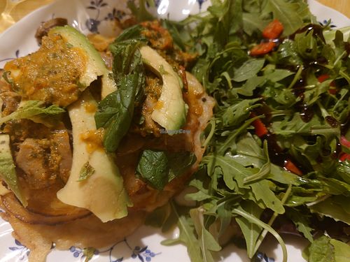 Savoury pancakes (avocado and mushrooms) at Bizou Cafe in Corfu