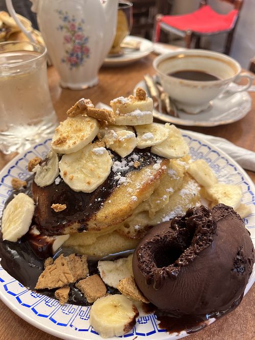 Gluttonous pancakes   at Bizou Cafe in Corfu