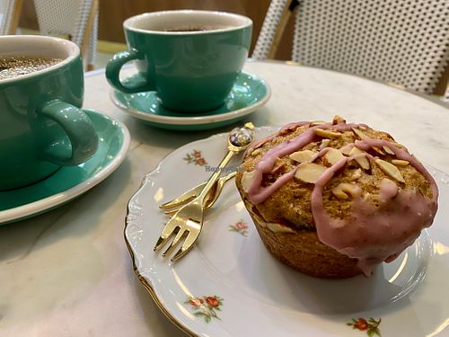 Cherry almond muffin  at Coffee And Plants in Pasadena