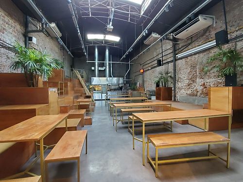 Inside seating at Benaim La Falafería in Buenos Aires