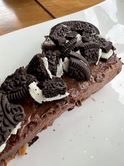 Vegan chocolate Oreo “cheese” cake  at Paliottis Westside in Maple Ridge