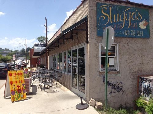 outside Sluggos  at Sluggo's North Vegetarian Cafe in Chattanooga