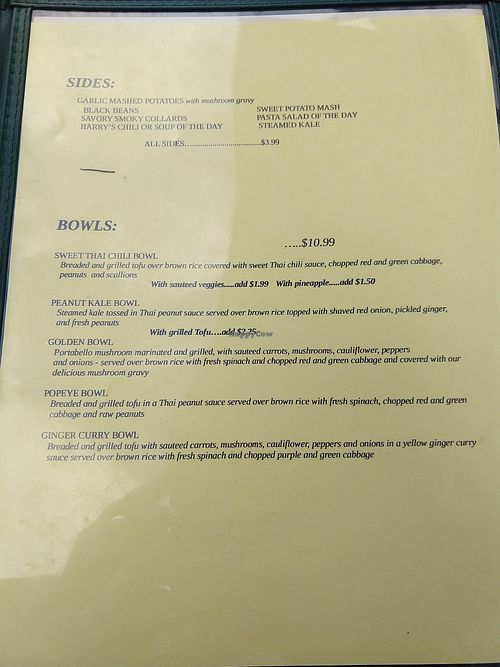 Menu October 2021 at Sluggo's North Vegetarian Cafe in Chattanooga