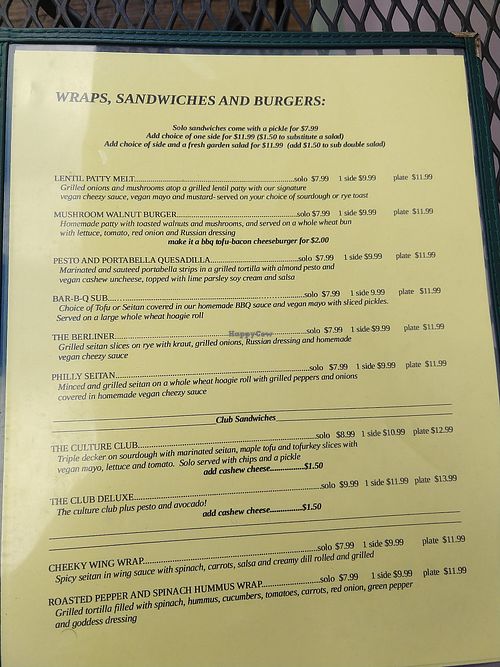 Menu October 2021 at Sluggo's North Vegetarian Cafe in Chattanooga