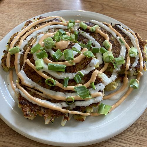 Zucchini griddle cakes  at Sluggo's North Vegetarian Cafe in Chattanooga