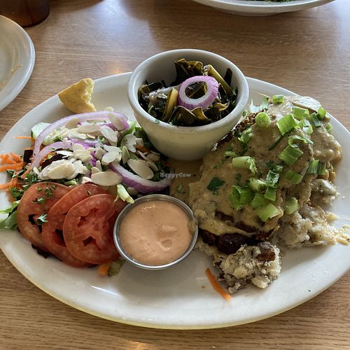 Pecan dusted seitan plate  at Sluggo's North Vegetarian Cafe in Chattanooga