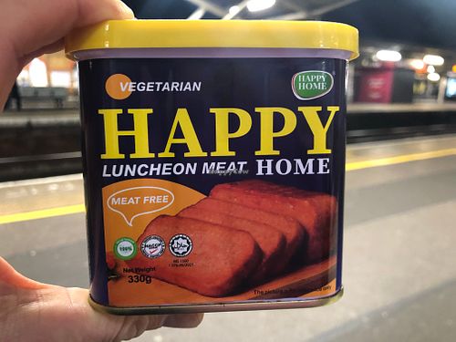 The NOT vegan luncheon meat in the therefore Not vegan store. at Su Vegan Buffet in West London