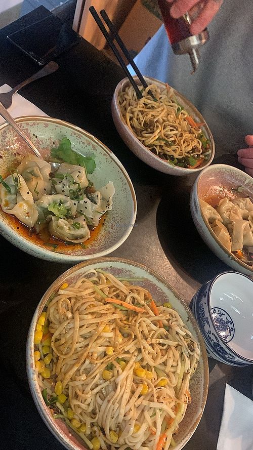 wontons and dan dan noodles  at Munchy Monk in Northbridge