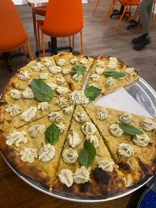 Punk Rock Girl - roasted garlic, olive oil, cashew ricotta and basil. at ROOST in York