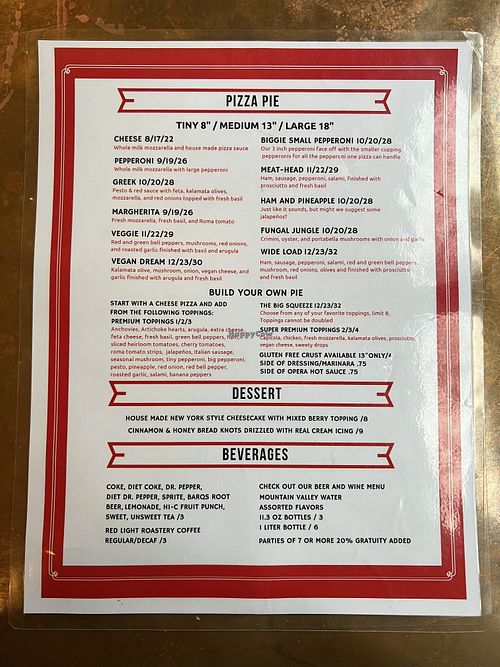 Menu 10/2023  at SQZBX in Hot Springs