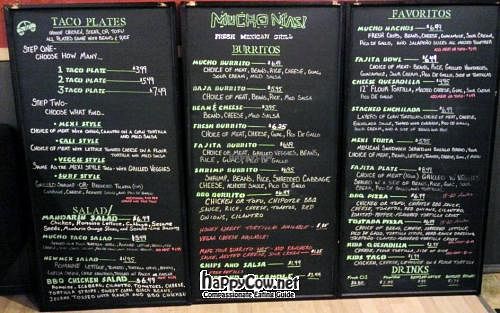 lunch/dinner menu at Mucho Mas in Laporte