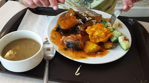 from the lunch buffet at Loving Hut - Na Porici in Prague