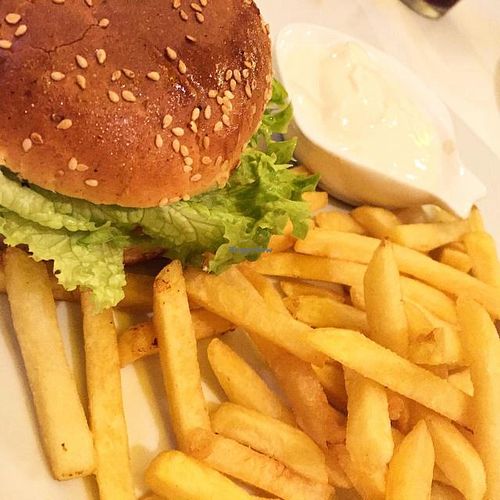 great vegan burger! at Loving Hut - Na Porici in Prague