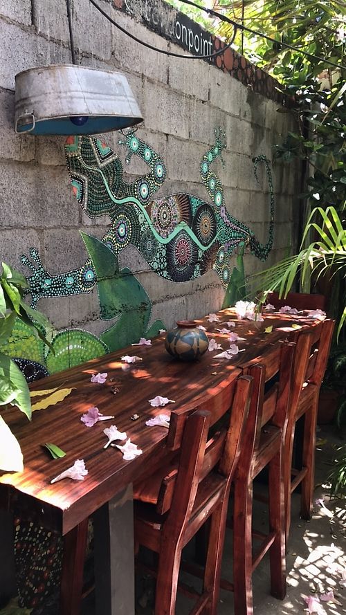 gorgeous art on walls  at Simon Says  in San Juan Del Sur