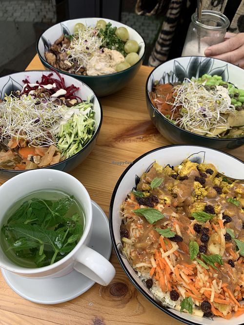 Bowls and fresh mint tea! at  Natürlik Lekkeria in Mainz