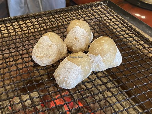 Genmai mochi roasted over charcoal  at Genmai-an in Nara