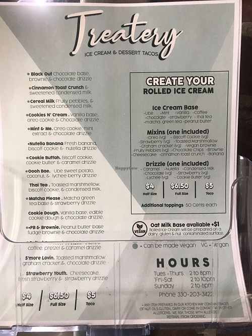 Menu  at The Treatery in Akron