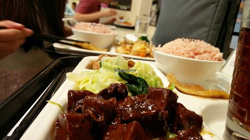 Two set meals, two drinks, two vegan fried eggs (we were curious - actually pretty good!), and one very nice experience. at Loving Hut - Wan Chai in Hong Kong Island