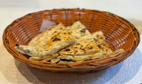 Vegan cheese-mushroom naan. at New Himalaia in Lisbon