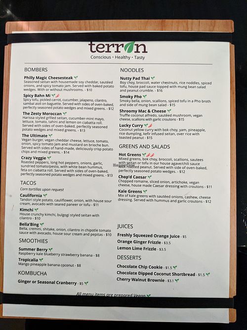 Menu at Terron at Terron in Philadelphia