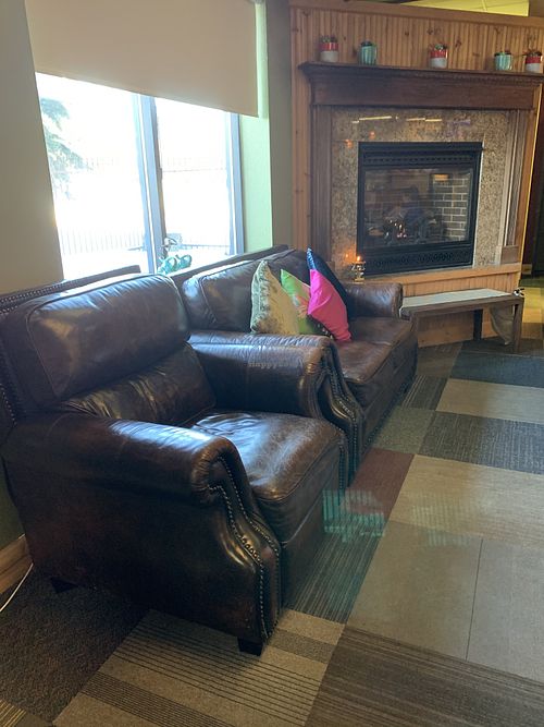 Lounge by the fireplace at Pad Thai Cafe in Soldotna