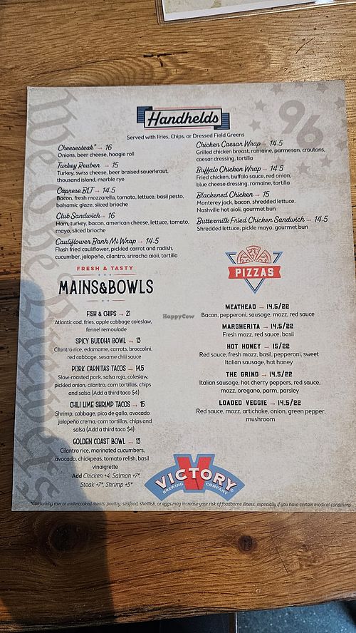 Current May 2026 menu at Victory Brewing Company Parkesburg in Parkesburg