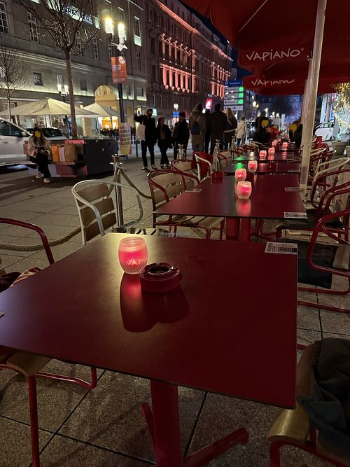outdoor seating  at Vapiano in Stuttgart