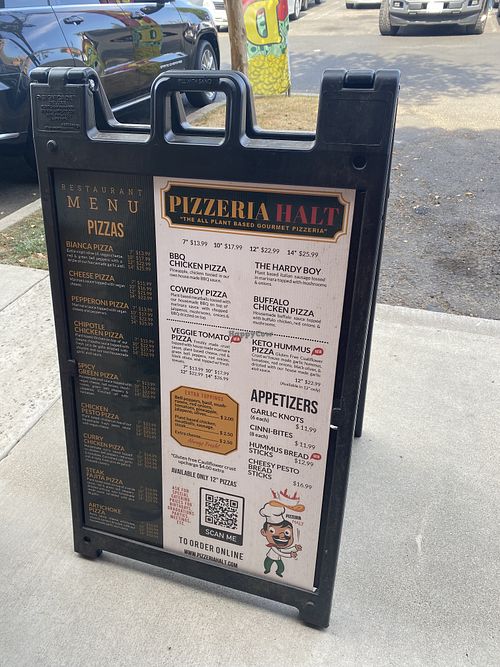 Outdoor Signage w/Digital Menu (All Vegan Joint)  at Pizzeria Halt in Modesto