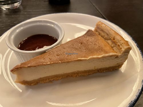 Cheesecake with coulis very good  at Wulf & Lamb Marylebone in London