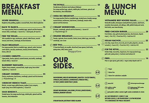 Menu April 2023 at Okra Espresso Lounge in Auckland