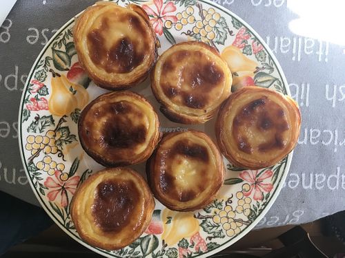 Pasteis on a plate at VeganNata - Campo de Ourique in Lisbon