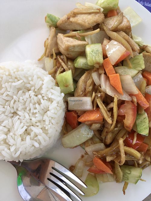 Warm tofu salad with ginger  at Khmer Food Café - Food Stall in Kampot