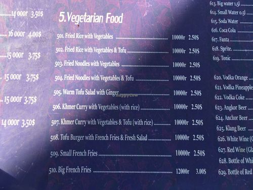 Menu (as of April 2023)  at Khmer Food Café - Food Stall in Kampot