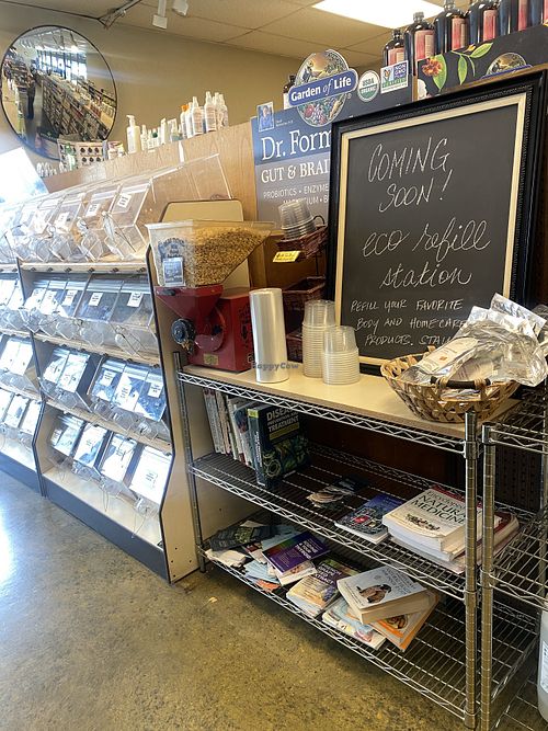 Signage - Eco Refill Stations Coming Soon!! 🥰  at Cornucopia Natural Foods in Modesto