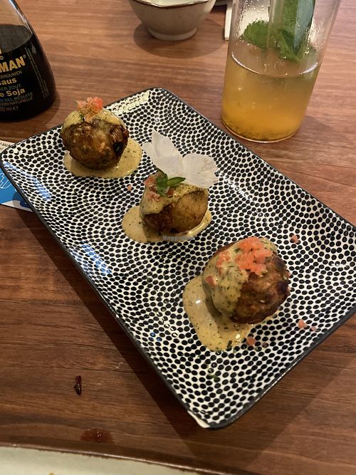  Takoyaki - tastes incredible! at Vegan Sushi Bar - Kinkerstraat in Amsterdam