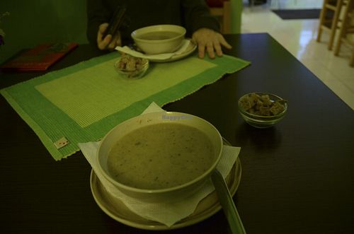 Broccoli Cream Soup with Croutons at Ananda in Novi Sad