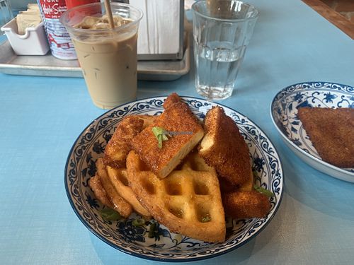 Tofu and waffles   at Maynard in Montreal