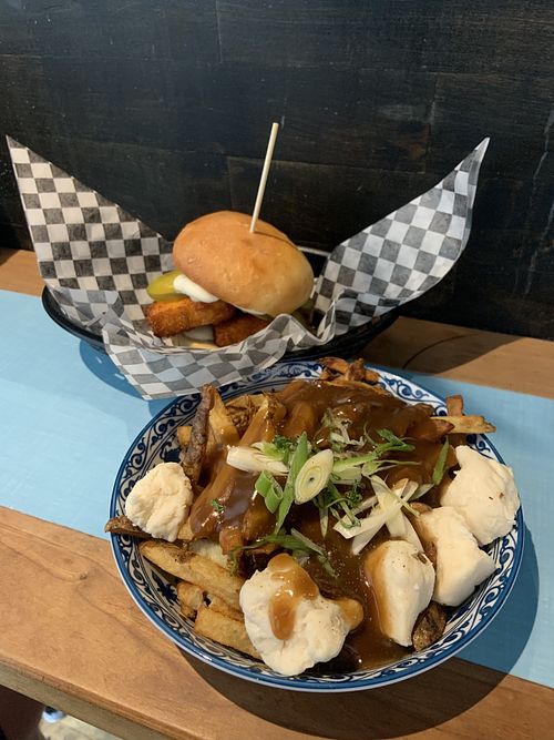 Tofu Nashville and poutine  at Maynard in Montreal