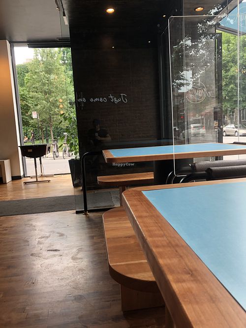 inside is so sleek and trendy. and comfy at Maynard in Montreal