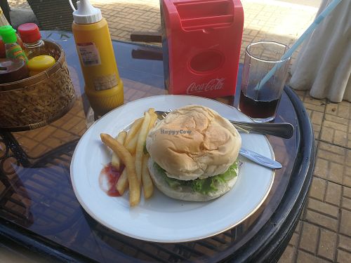 A tofu burger at Mekong Crossing in Kampong Cham