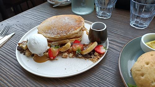 Pancake stack at Vegout on George in Launceston