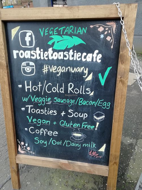 Blackboard outside at Roastie Toastie Cafe in Glasgow