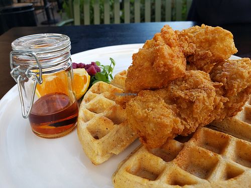 Chicken and waffles at The Plot in Oceanside